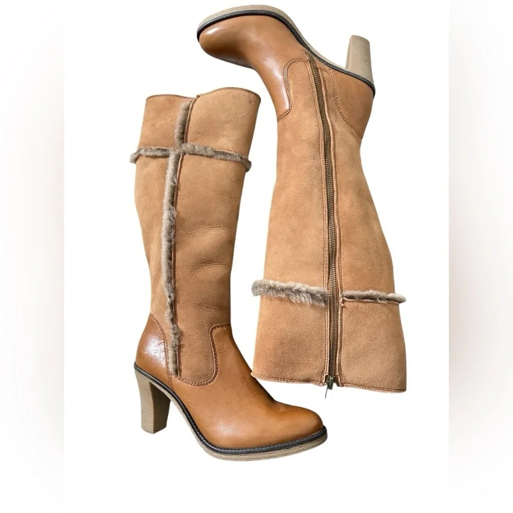 Johnston & Murphy Jamie Shearling Faux Fur Lined Knee High Heeled Winter Boots 7